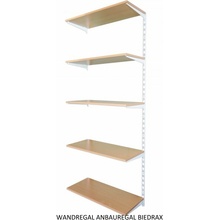 Biedrax Nástěnný regál přídavný 30 x 80 x 200 cm bílý 5 polic buk