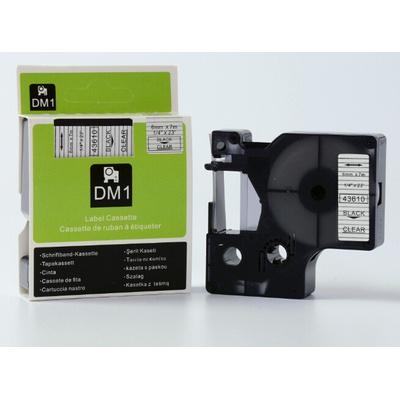 Label Dymo D1 43610 - kompatibilná páska - 6mm, čierne písmo / transparentný(číry) podklad
