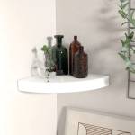 vidaXL Плаващ ъглов рафт, бял гланц, 25x25x3, 8 см, MDF (323886)