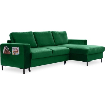 Miuform Зелен кадифен ъглов разтегателен диван, десен ъгъл Lofty Lilly - Miuform (Lofty Lilly 2QL-LCBKR KRO19)
