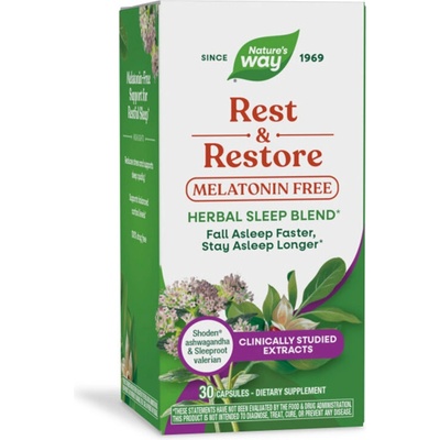 Nature's Way Rest & Restore - Билкова формула за сън с валериана и ашваганда, 30 капсули (15763)