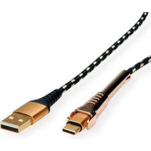 Roline Кабел usb 2.0 usb-c към usb-a, 1 м, златисто-черен 11.02. 8920-10 (11.02.8920-10)