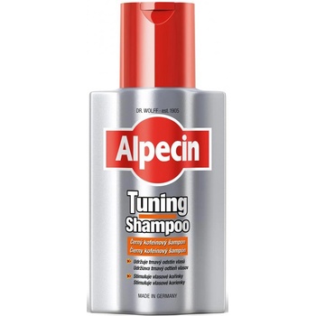 Alpecin Tuning Čierny kofeínový šampón proti vypadávaniu vlasov zafarbí šediny 200 ml