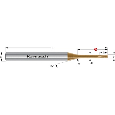 Karnasch 3062550100060 | Tvrdokovová Micro-stopková fréza, ostrohranné ostrie 1,0x6-50x4 mm, Z=2