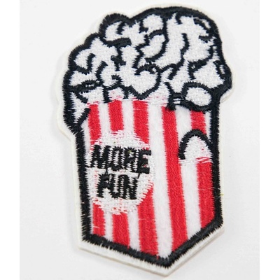 Nažehľovacia záplata - popcorn more fun - rozmer 7 cm x 4,5 cm