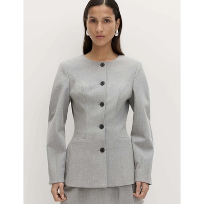 Marks & Spencer Приляга куртка без яка и яка, леко стеснен крой Marks & Spencer сива Marks & Spencer | Siv | ЖЕНИ | 18