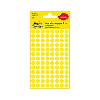 Avery Zweckform etikety 8mm, žlté, 104 etikiet, značkovací, balené po 4 ks, 3013, pre ručný popis
