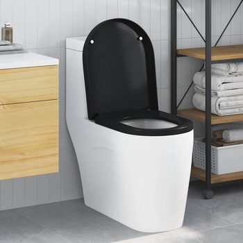 vidaXL Тоалетна седалка Черно 48 x 36, 5 x 4, 5 см Полипропилен (42015816)
