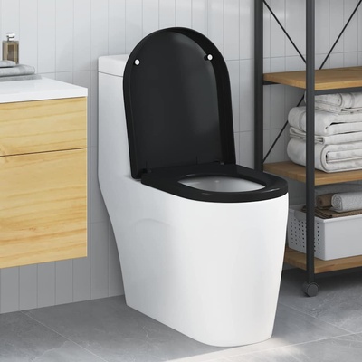 vidaXL Тоалетна седалка Черно 48 x 36, 5 x 4, 5 см Полипропилен (42015816)