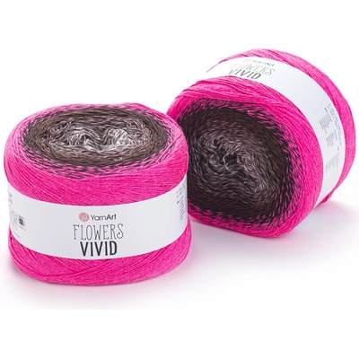 Yarn Art Flowers Vivid 501, světle šedá, hnědá, neonově růžová