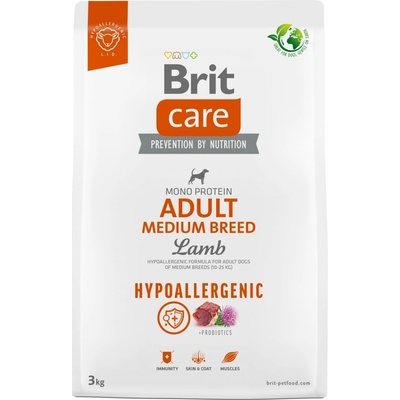 Brit Care Dog Hypoallergenic Adult Medium Breed jehněčí a rýže 3 kg