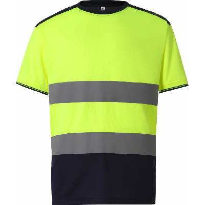 YOKO HI-VIS HVJ400 Pánske reflexné tričko HV yellow/navy 4XL