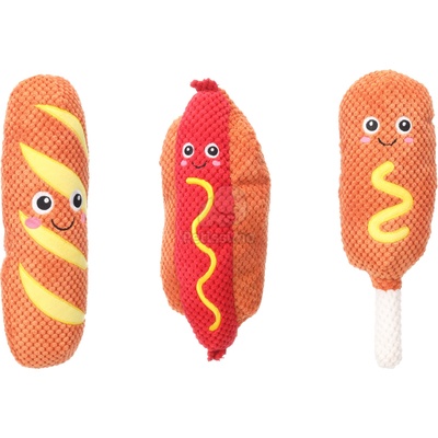 Flamingo Fofa Fast Food плюшена играчка за кучета - багета, хот-дог, пилешко бутче 1 бр