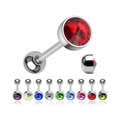 Šperky eshop piercing do jazyka Swarovski krystal ve tvaru špičky C10.6 duhová AB