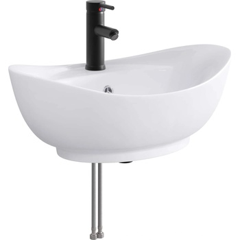 vidaXL Мивка за баня Матово черно 59 x 35 x 21 см Метал (890219)