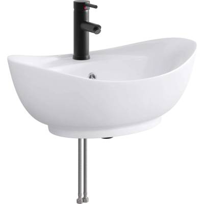 vidaXL Мивка за баня Матово черно 59 x 35 x 21 см Метал (890219)