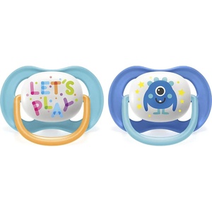Philips Залъгалки Philips Avent - Ultra Air Happy, с Декорация и надпис с кутия за стерилизиране, 6-18 m, 2 броя (00A.0523.004-b)