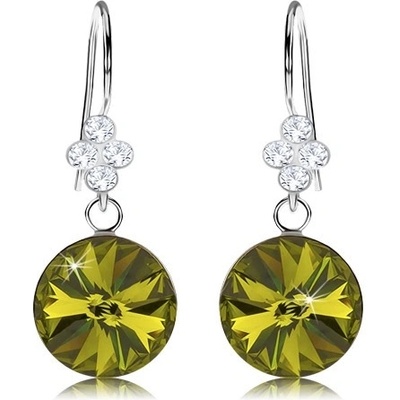 Šperky eshop ze stříbra křišťál Swarovski lístek SP86.22 zelená