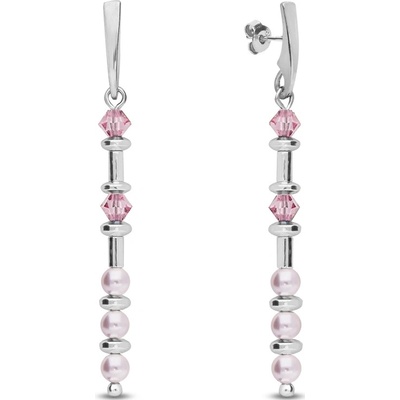 Spark stříbrné růžové se Swarovski Elements Clematis K58105328RLR Light Rose