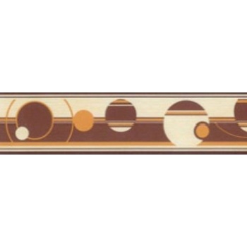 IMPOL TRADE Samolepiaca bordúra abstraktné kruhy hnedo-oranžovej 50027 5 m x 5 cm