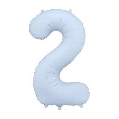 Fóliový balónek "Číslice 2", modrý matný, PartyDeco, 86 cm 34" , DGT