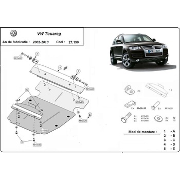 Scut Motor - Румъния Метална кора под двигател volkswagen touareg от 2007 до 2010 (73803)
