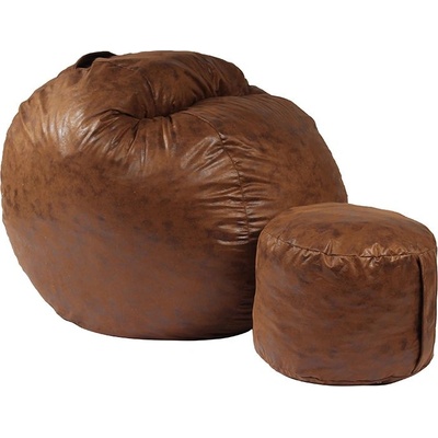 PUFRELAX Комплект, Барбарон с табуретка за крака, 500л. Matusalem - Iced Coffee, Перящ се калъф, Подходящ за деца, Пълнеж с микс от мемори пяна и дунапрен, Гама Premium, 8426 (PUF-M-MO-PT-CAF)