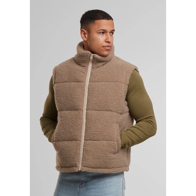 Urban Classics Грейка Basic Teddy Puffer Vest darktaupe XXLUB-TB7939-01279 - Тъмносив, размер 5XL