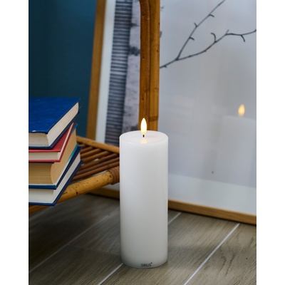 SIRIUS Dobíjacia LED sviečka Sille, biela, 7,5 x 20 cm