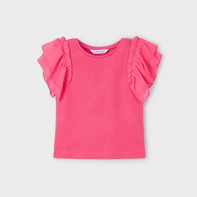 MAYORAL Тениска къс ръкав комбинирана рипс в розов цвят за мини момиче Майорал