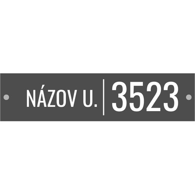 Solárne domové číslo s ulicou – obdĺžnikový, na ležato, nízke Farba a štýl: Čierna tabuľa
