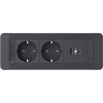 Digitel SLIM FRAME 2хКОНТАКТ ШУКО+ 1хUSB A/C 20W, ЧЕРЕН (9105D)