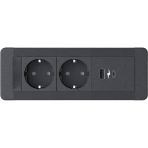 Digitel SLIM FRAME 2хКОНТАКТ ШУКО+ 1хUSB A/C 20W, ЧЕРЕН (9105D)