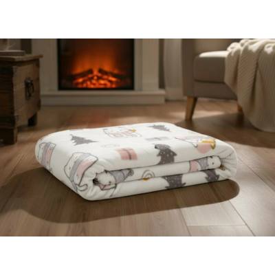BBK vánoční deka z mikrovlákna Winter Fellows bílá 150x200