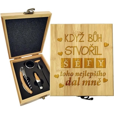 Sablio Dárková sada na víno Když Bůh stvořil šéfy: 147×168×49 mm