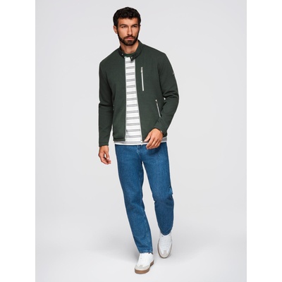 Ombre Clothing Мъжко структурирано яке със стойче - тъмно зелено V3 OM-JANP-0229 Ombre Clothing Ombre Clothing | Zelen | МЪЖЕ | S