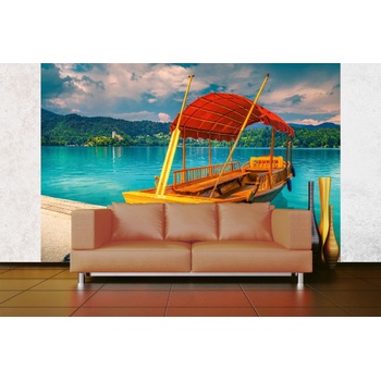 DIMEX ART s. r. o Самозалепваща се флизелинова фототапета лодка на кея 375 x 250 см