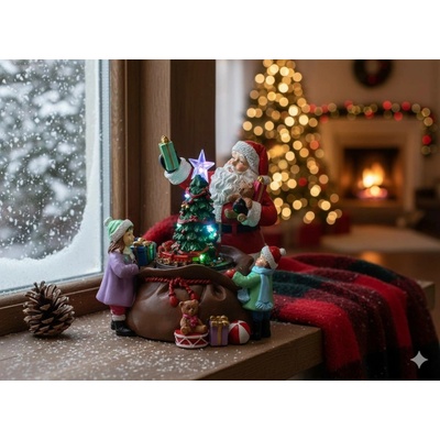 Chomik HRACÍ SKŘÍŇKA VÁNOČNÍ LED SANTA S VÁNOČNÍ STROMEČKEM A DÁRKY 20 x 19 x 19 cm *2423 – Hledejceny.cz
