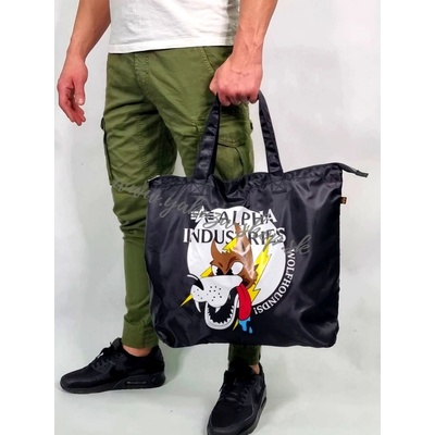 Alpha Industries Wolfhounds Zip Shopper Bag nákupná taška, čierna