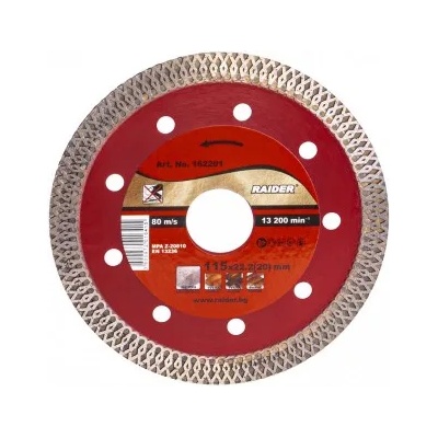 Raider Диамантен диск за ъглошлайф, тънък, TURBO, 115x22.2мм, RAIDER 162201 RD-DD21