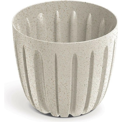 Prosperplast Plastový kvetináč WARIOS ECO WOOD biely matný, 13,8 cm