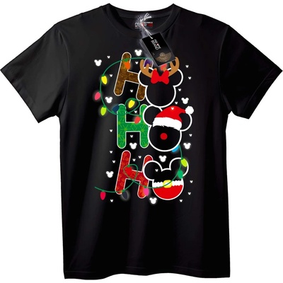 NOONEBRAND Тениска Mickey Весела Коледа HO HO HO - 6XL, Black