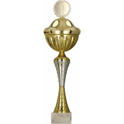 Kovovoý pohár s poklicí | Stříbrno-zlatý Výška: 35 cm, Průměr: 14 cm
