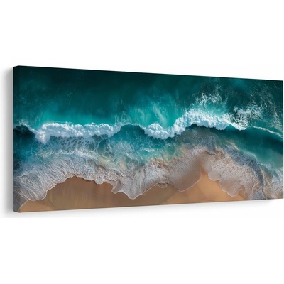Obraz oceánská pěna a písečné pobřeží - 140x70