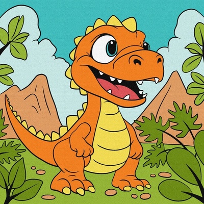 Ideyka Ideyka Malování podle čísel Šťastný dinosaurus art_selena_ua 25 x 25 cm