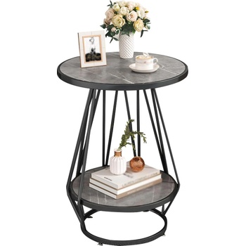 Кръгла помощна масичка lorel, 50 Х 60см, сив мрамор (6116g)