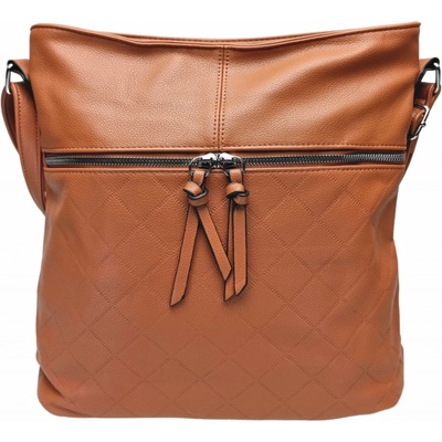 Crossbody kabelka s koso vzorem Středně hnědá