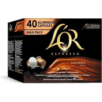 40 бр. кафе капсули L' OR Espresso Colombia съвместими с кафемашини NESPRESSO