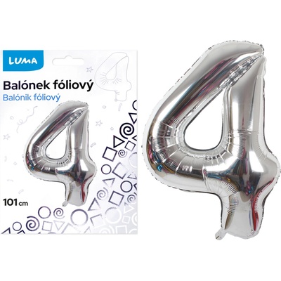 LUMA Balónek foliový č. 4 STŘÍBRNÝ 101 cm