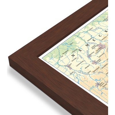 Excart Maps ČR - nástěnná obecně zeměpisná mapa 198x126 cm Varianta: mapa v dřevěném rámu, Provedení: Pegi višeň